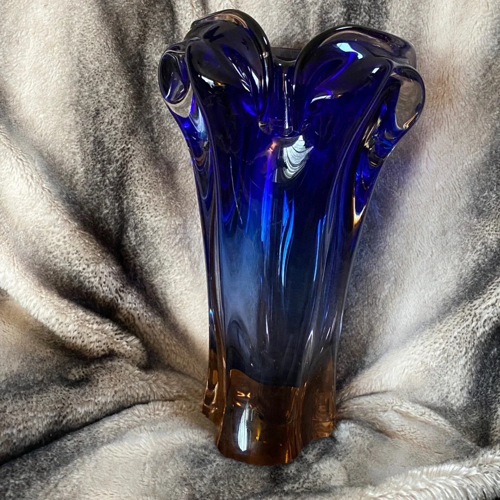 Stunning Very Heavy Multi Color Murano Style Vintage Large Vase - Picture 9 of 16